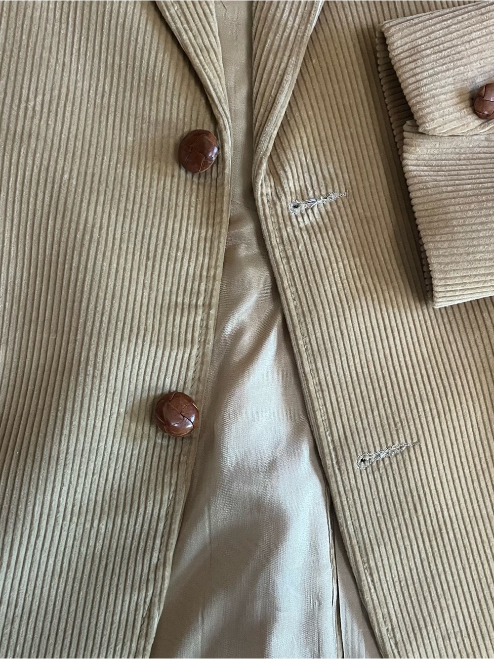 Vtg western corduroy leather blazer men’s 40 Rockabilly Yellowstone tan - Picture 4 of 13